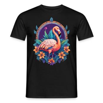 Flamingo Spirituelles Mandala Design - Männer T-Shirt - Schwarz - Vorne - AI Model Male 178 light (178cm)