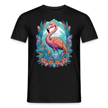 Flamingo Spirit Tier Mandala Traumfänger Design - Männer T-Shirt - Schwarz - Vorne - AI Model Male 178 light (178cm)