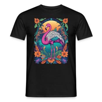 Africa Flamingo Spiritual Mandala Design - Men's T-Shirt - black - Front - AI Model Male 178 light (178cm)