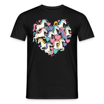 Unicorn Unicorns Heart Heart Shape Love Colorful Cute - Men's T-Shirt - black - Front - AI Model Male 178 light (178cm)