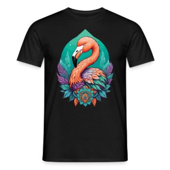 Flamingo Dream Catcher Feathers Mandala Design - Men's T-Shirt - black - Front - AI Model Male 178 light (178cm)