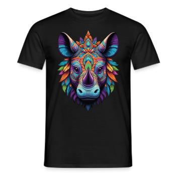Nashorn Spirituelles Mandala Design - Männer T-Shirt - Schwarz - Vorne - AI Model Male 178 light (178cm)