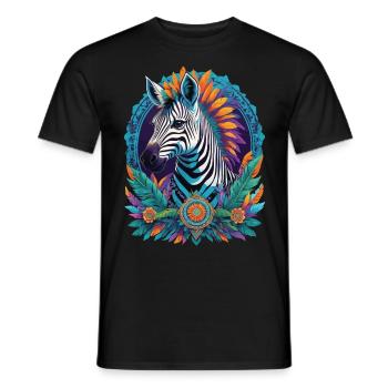 Zebra Spiritual Dream Catcher Mandala Design - Men's T-Shirt - black - Front - AI Model Male 178 light (178cm)