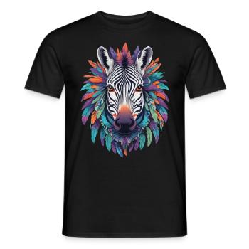 Zebra Mandala Design In Bohemian Style - Men's T-Shirt - black - Front - AI Model Male 178 light (178cm)