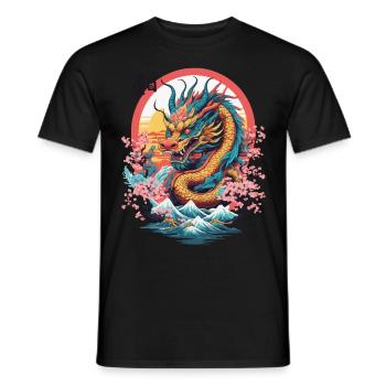 Design de dragon japonais streetwear esthétique - T-shirt homme - noir - Devant - AI Model Male 178 light (178cm)