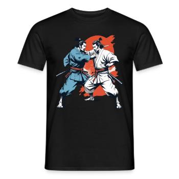 Samurai Bild Retro Samurai Ukiyo-E Vintage Design - Männer T-Shirt - Schwarz - Vorne - AI Model Male 178 light (178cm)