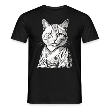 Kimono Japonais Chat Chat Domestique Propriétaire - T-shirt homme - noir - Devant - AI Model Male 178 light (178cm)
