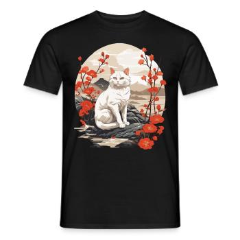 Asiatische Katze Niedliche Katzen Dame Besitzer - Männer T-Shirt - Schwarz - Vorne - AI Model Male 178 light (178cm)
