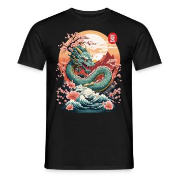 Japanischer Drache Tattoo Aesthetic Streetwear - Männer T-Shirt - Schwarz - Vorne - AI Model Male 178 light (178cm)