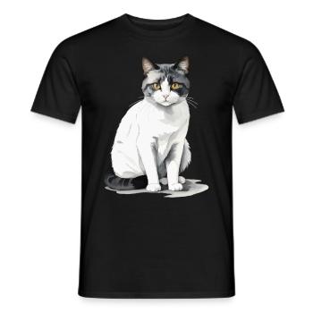 Hauskatzen Besitzer Niedliche Katze Katzen Dame - Männer T-Shirt - Schwarz - Vorne - AI Model Male 178 light (178cm)