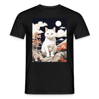 Asiatische Katze Niedliche Haustier Liebe - Männer T-Shirt - Schwarz - Vorne - AI Model Male 178 light (178cm)