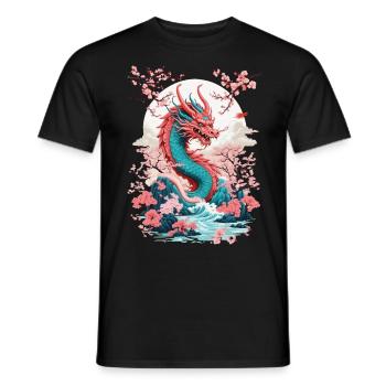 Japanischer Drache Aesthetic Streetwear Design - Männer T-Shirt - Schwarz - Vorne - AI Model Male 178 light (178cm)