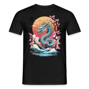 Japanischer Drache Tattoo Aesthetic Streetwear - Männer T-Shirt - Schwarz - Vorne - AI Model Male 178 light (178cm)
