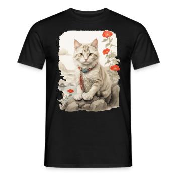 Hauskatzen Besitzer Niedliche Katze Katzen Dame - Männer T-Shirt - Schwarz - Vorne - AI Model Male 178 light (178cm)