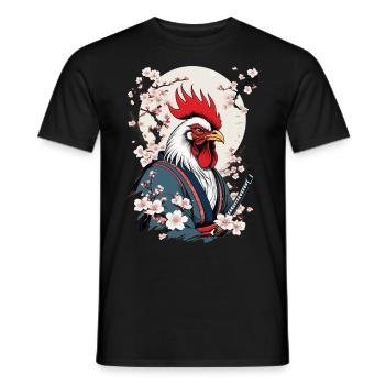 Coq Vintage samouraï Ukiyo-E Style Design - T-shirt homme - noir - Devant - AI Model Male 178 light (178cm)