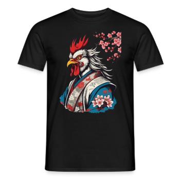 Samurai Hahn im Ukiyo-e Stil Retro Design - Männer T-Shirt - Schwarz - Vorne - AI Model Male 178 light (178cm)