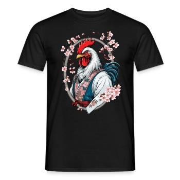 Samurai Bild Hahn Vintage Kampfkunst Ästhetik - Männer T-Shirt - Schwarz - Vorne - AI Model Male 178 light (178cm)