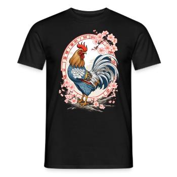 Asian With Cherry Blossoms Aesthetic - Men's T-Shirt - black - Front - AI Model Male 178 light (178cm)