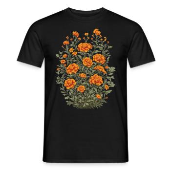 Tagetes Floral Decoration Vintage Aesthetic Streetwear - Men's T-Shirt - black - Front - AI Model Male 178 light (178cm)
