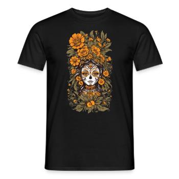 Floral Decoration Vintage Aesthetic Streetwear Design - Men's T-Shirt - black - Front - AI Model Male 178 light (178cm)
