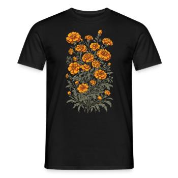 Aesthetics Design Tagetes Floral Decoration Vintage - Men's T-Shirt - black - Front - AI Model Male 178 light (178cm)