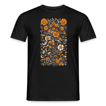 Streetwear Design Floral Decoration Vintage Aesthetic - Men's T-Shirt - black - Front - AI Model Male 178 light (178cm)