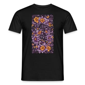 Purple Floral Decoration Vintage and Streetwear Design - Men's T-Shirt - black - Front - AI Model Male 178 light (178cm)