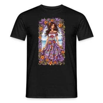 Spanische Schönheit Blumen Deko Vintage Bohemian - Männer T-Shirt - Schwarz - Vorne - AI Model Male 178 light (178cm)