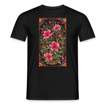 Deco Floral Vintage Aesthetic Streetwear Design - Men's T-Shirt - black - Front - AI Model Male 178 light (178cm)