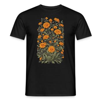 Vintage Floral Design Tagetes esthétique - T-shirt homme - noir - Devant - AI Model Male 178 light (178cm)