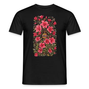 Floral Boho Vintage Aesthetic Streetwear Design - Men's T-Shirt - black - Front - AI Model Male 178 light (178cm)