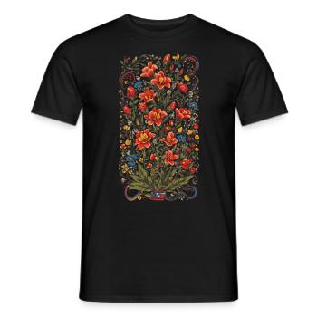 Colorful Floral Decoration Vintage Aesthetic Streetwear - Men's T-Shirt - black - Front - AI Model Male 178 light (178cm)