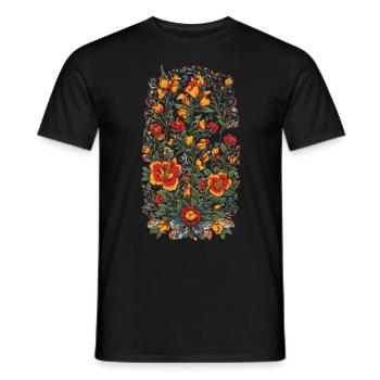 Floral Vintage Aesthetic Streetwear Design - Men's T-Shirt - black - Front - AI Model Male 178 light (178cm)