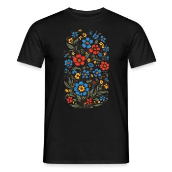 Floral Decoration Vintage Aesthetic Streetwear Design - Men's T-Shirt - black - Front - AI Model Male 178 light (178cm)