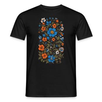Floral Decoration Vintage Aesthetic Streetwear Design - Men's T-Shirt - black - Front - AI Model Male 178 light (178cm)