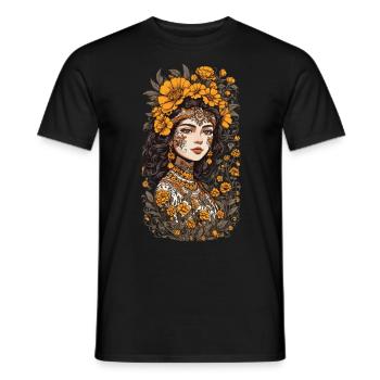 Décoration florale Vintage Esthétique Streetwear Design - T-shirt homme - noir - Devant - AI Model Male 178 light (178cm)