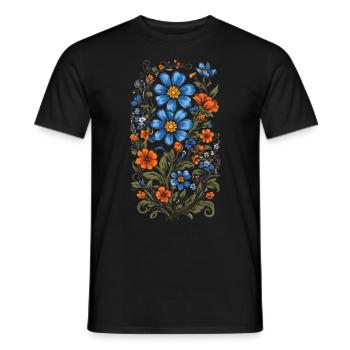 Floral Decoration Vintage Aesthetic Streetwear Design - Men's T-Shirt - black - Front - AI Model Male 178 light (178cm)