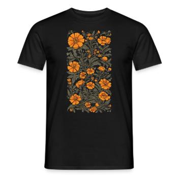 Tagetes Vintage Floral Design Esthétique - T-shirt homme - noir - Devant - AI Model Male 178 light (178cm)