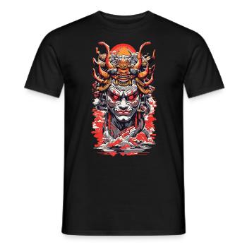 Esthétique Yokai Japonais Démon Streetwear - T-shirt homme - noir - Devant - AI Model Male 178 light (178cm)