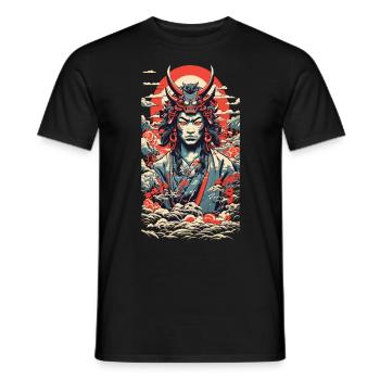 Ästhetische Yokai Oni Vintage Japan Streetwear - Männer T-Shirt - Schwarz - Vorne - AI Model Male 178 light (178cm)