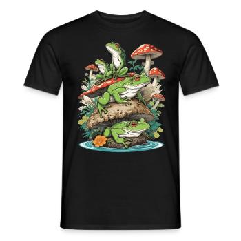 Frog Streetwear Aesthetic Vintage Design - Men's T-Shirt - black - Front - AI Model Male 178 light (178cm)