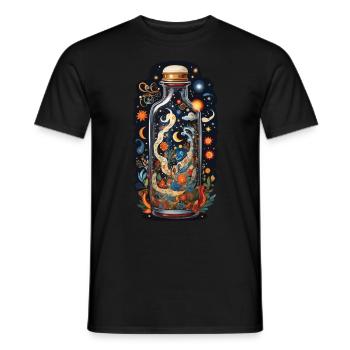 Espace floral dans l’esthétique de style bohème bouteille - T-shirt homme - noir - Devant - AI Model Male 178 light (178cm)