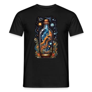Galaxy in Bottle Boho Style Aesthetic - Men's T-Shirt - black - Front - AI Model Male 178 light (178cm)