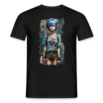 Blue Angel with Mechanical Heart - Men's T-Shirt - black - Front - AI Model Male 178 light (178cm)