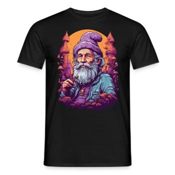 Old Dude Vivid Colors Psychedelic Forest Mushrooms - Men's T-Shirt - black - Front - AI Model Male 178 light (178cm)