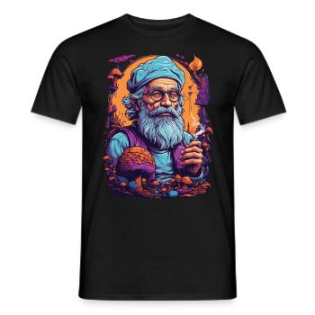Lebendige Farben Wald Pilze Psychedelic Art - Männer T-Shirt - Schwarz - Vorne - AI Model Male 178 light (178cm)