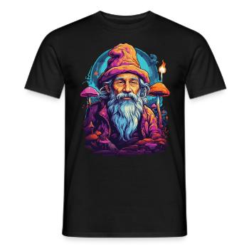 Vivid Colors Music Festival Forest Mushrooms - Men's T-Shirt - black - Front - AI Model Male 178 light (178cm)