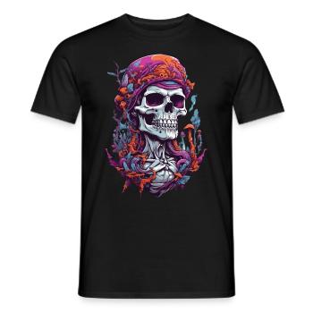 Psychedelic Art Skull Musik Festival Pilze - Männer T-Shirt - Schwarz - Vorne - AI Model Male 178 light (178cm)