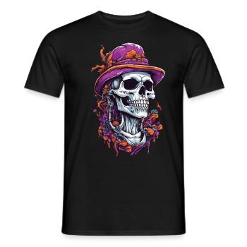 Skull Psychedelic Art Goa Trance Pilze - Männer T-Shirt - Schwarz - Vorne - AI Model Male 178 light (178cm)