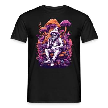 Vivid Colors Forest Mushrooms Music Festival Art - Men's T-Shirt - black - Front - AI Model Male 178 light (178cm)